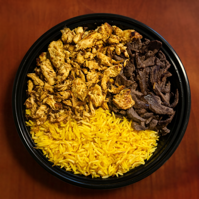 Beef & Chicken Shawarma Dinner.